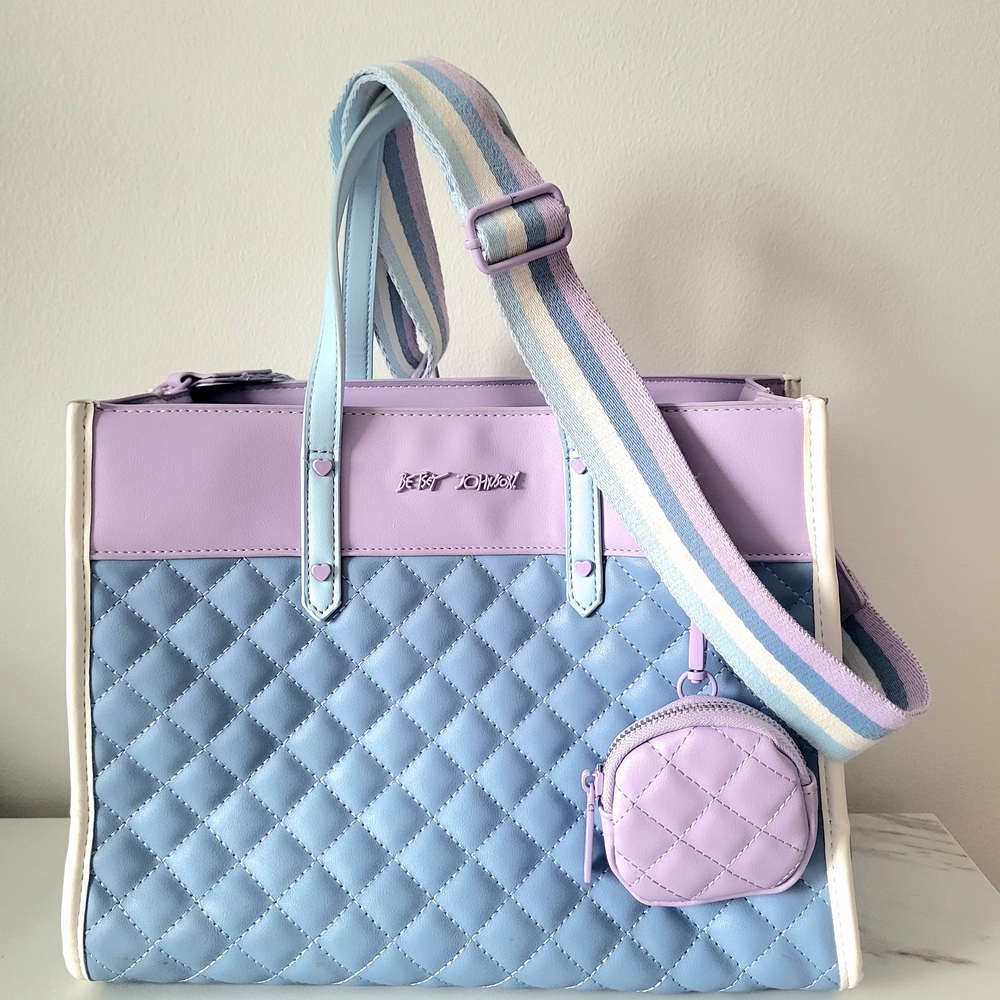 Betsey Johnson Blue and Purple Quilted Tote